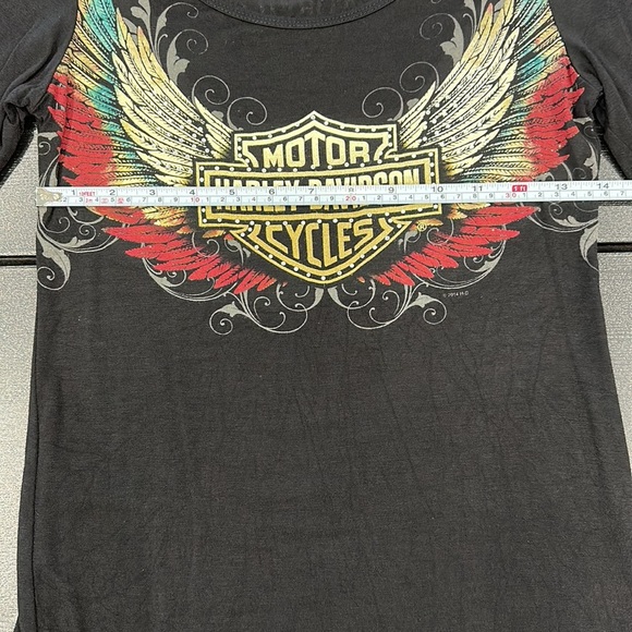 Harley-Davidson Bling Embellished Top with Wing Design and 3/4 Sleeves - Small - Picture 5 of 6